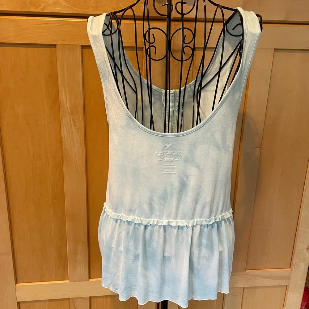 American Eagle Outfitters sky blu & white the dye summer sleeveless Top size S - Picture 4 of 10